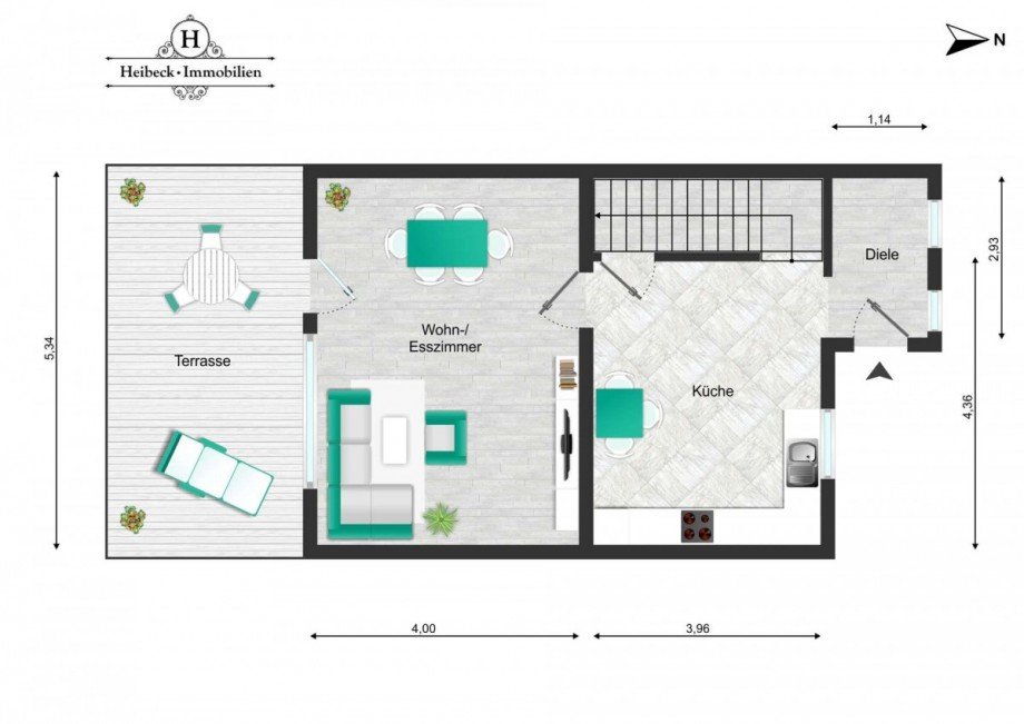 Grundriss EG bema�t Reihenendhaus Berlin